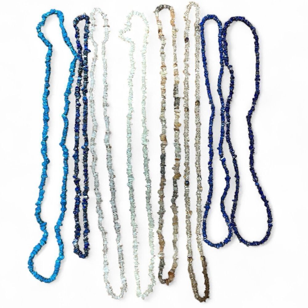 8 Semi Precious Stone Necklaces Onyx Flourite Turquoise Quartz Lapis Sodalite